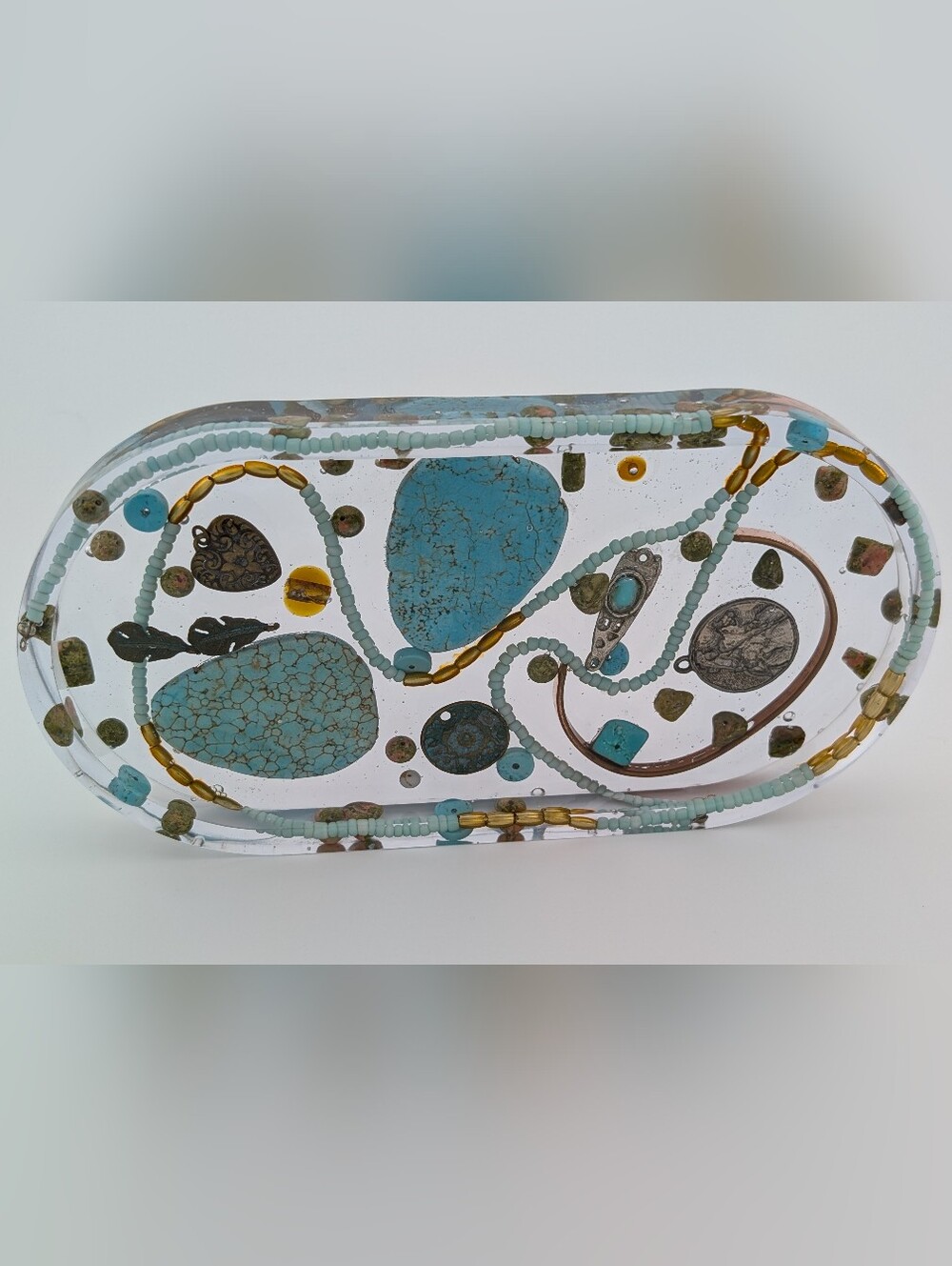 Handmade Vintage Southwest Jewelry Tray - Artisan Upcycled Resin Decor Gifts